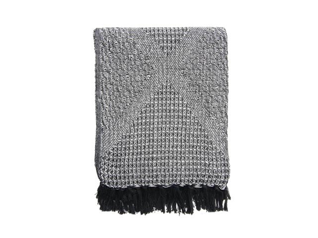 PATTERNED COTTON THROW (BLACK/WHITE) (50"X60")